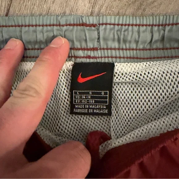 Vintage Nike Men's Maroon Athletic Swim Shorts with Swoosh 90s - Picture 6 of 6